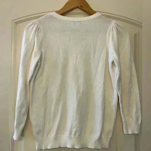 CHARTER CLUB Women's Petite Small White Gold sequined Embellished Sweater - Picture 6 of 9